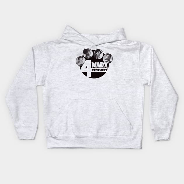 The 4 Marx Brothers at Paramount monotone version Kids Hoodie by SpruceTavern